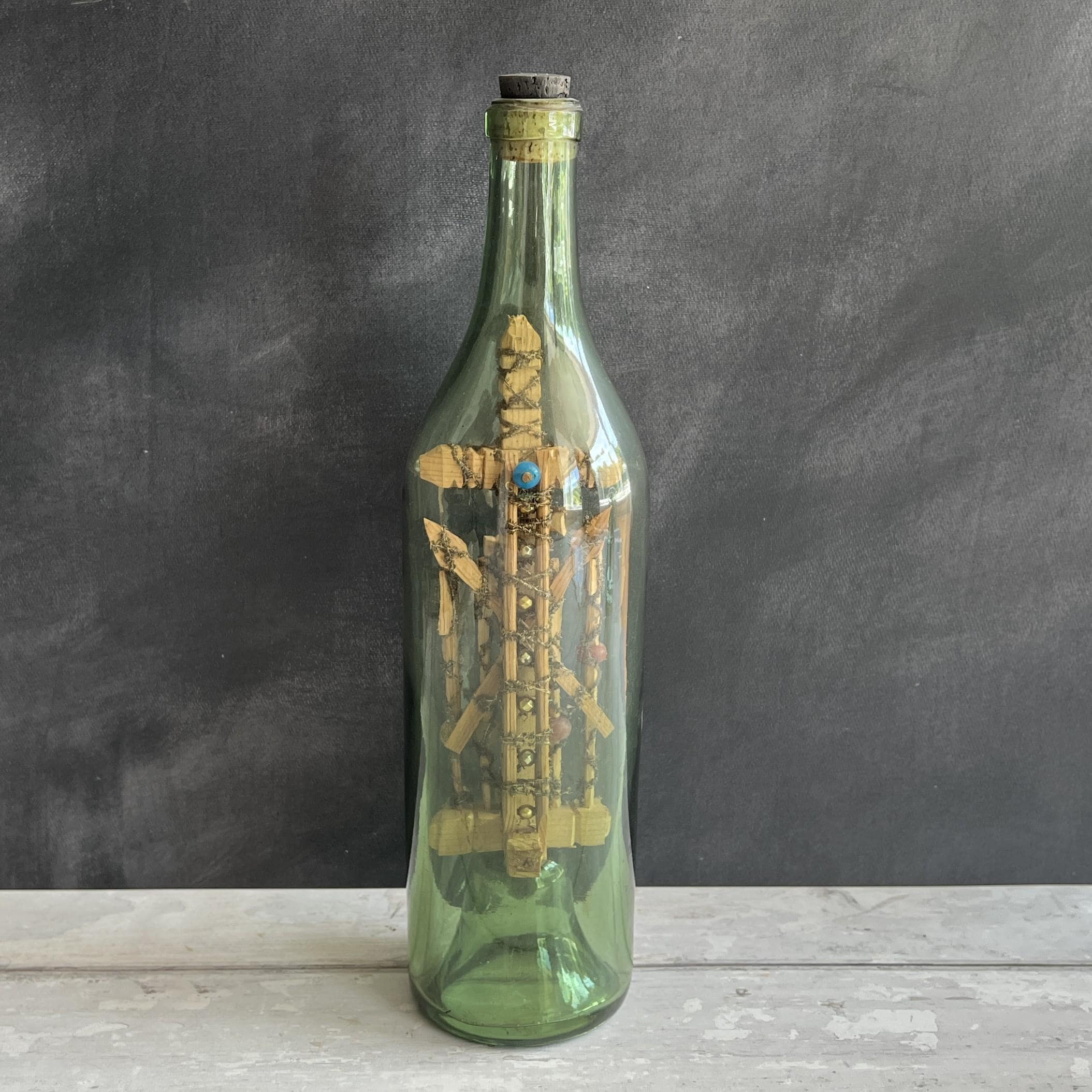Antique Irish Folk Art God In A Bottle Circa 1840