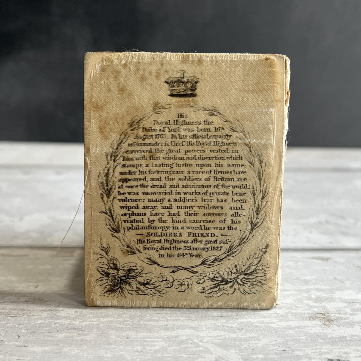 19th Century Silk Needle Book Needle Case Commemorative Duke of York English Circa 1827 Mourning