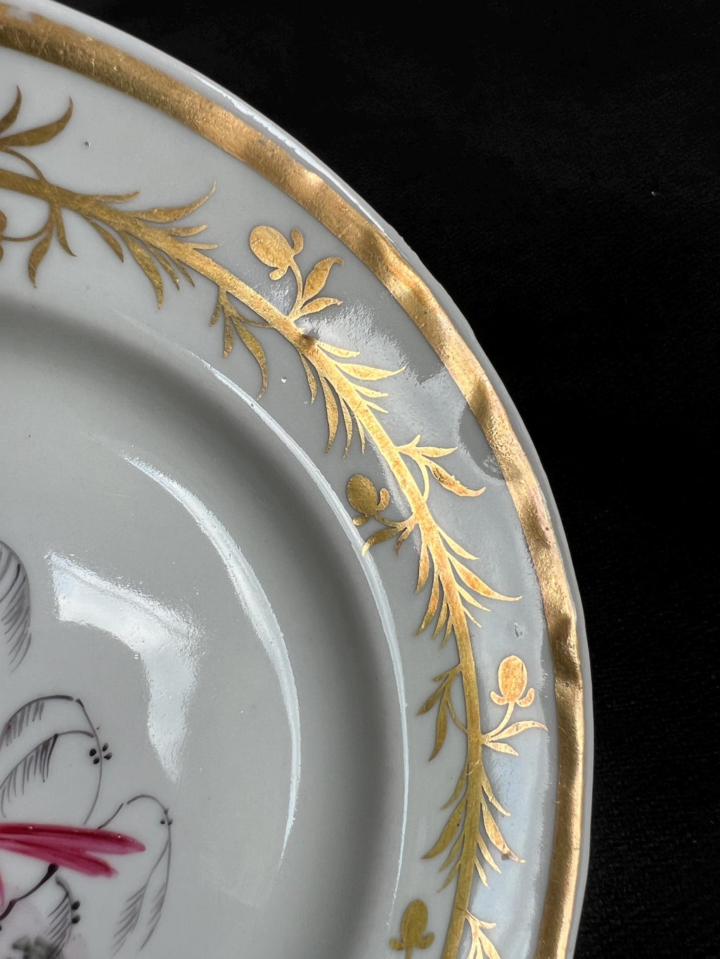Chamberlain Worcester Porcelain Plate Exotic Bird Gilt Rim C 1815