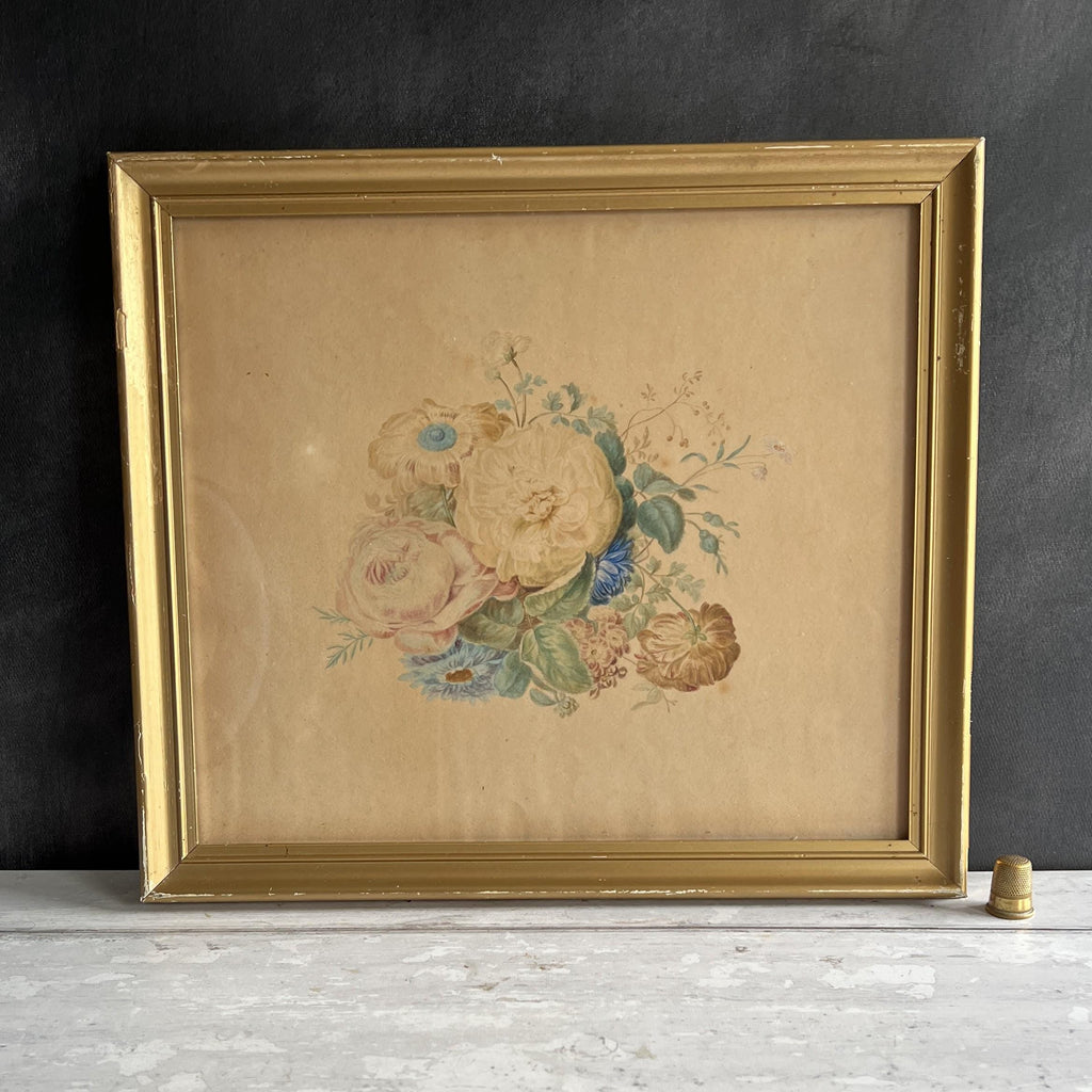 Antique 19th Century Floral Painting Georgian C 1830