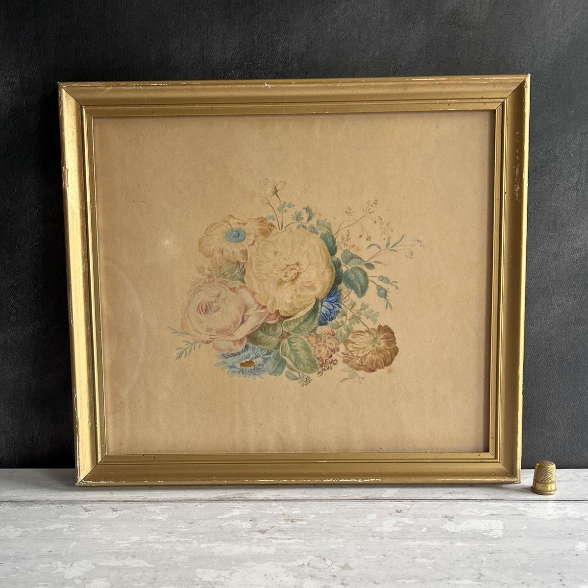 Antique 19th Century Floral Painting Georgian C 1830