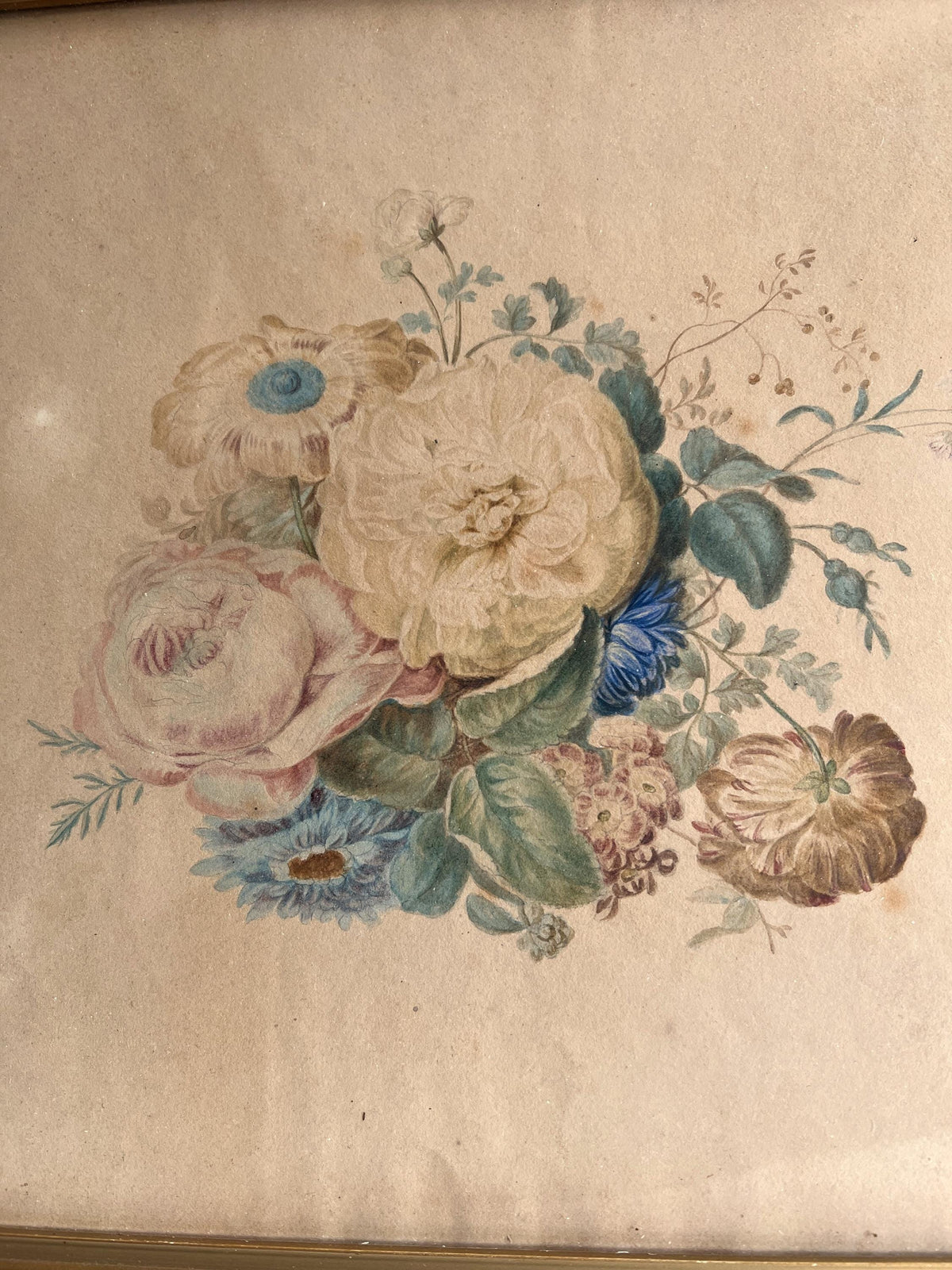 Antique 19th Century Floral Painting Georgian C 1830