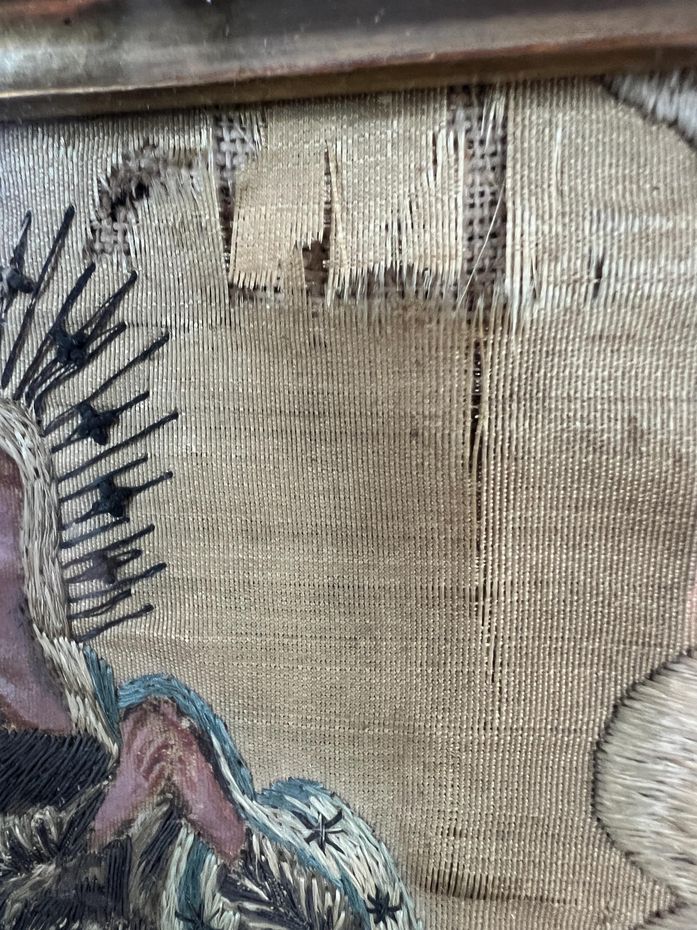 Antique 18th Century Silkwork Embroidery Needlework Circa 1740 Luxury Religious Gift Catholic