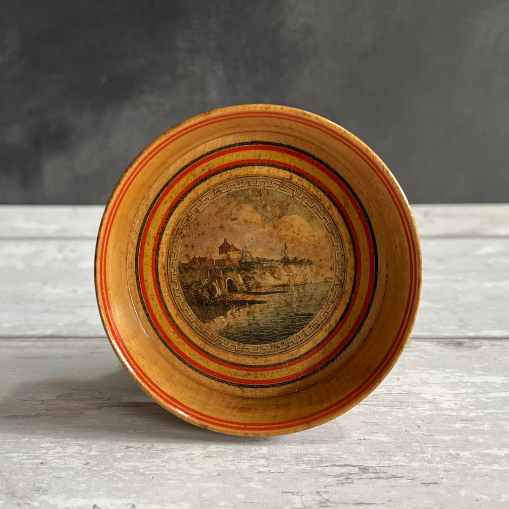 Early 19th Century Tunbridge Ware Gaming Tray English Coastal Scene Cave C 1820