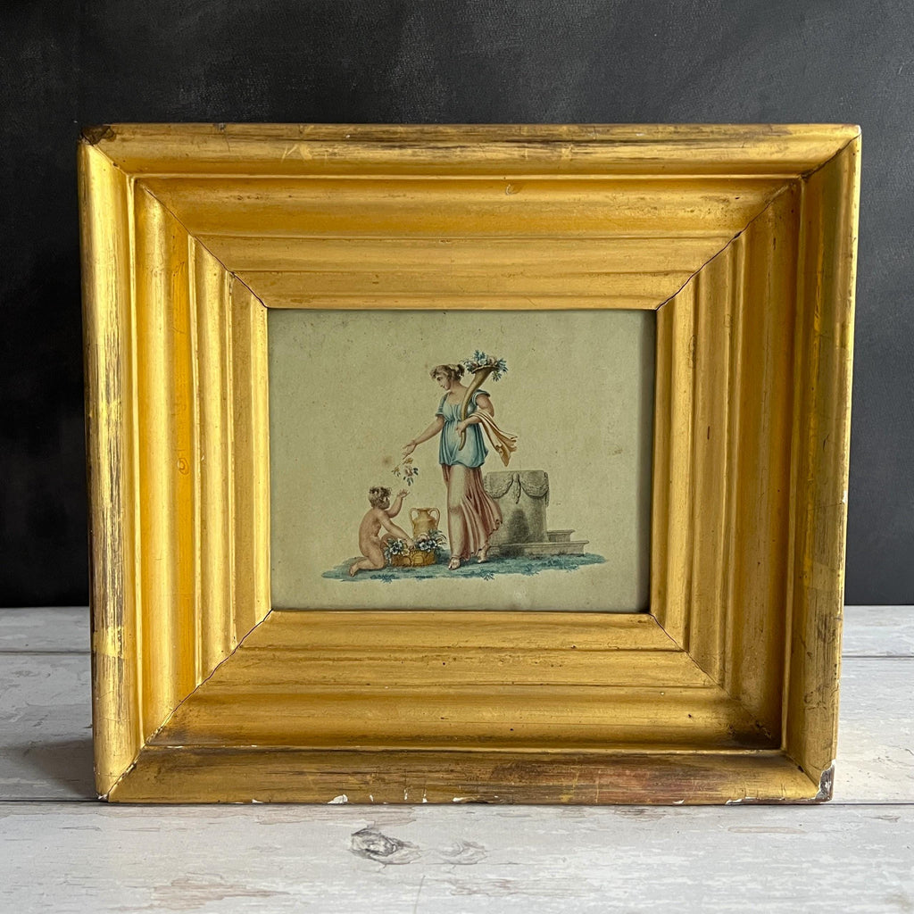 Antique Georgian Classical Engraving Mother And Child English C 1810