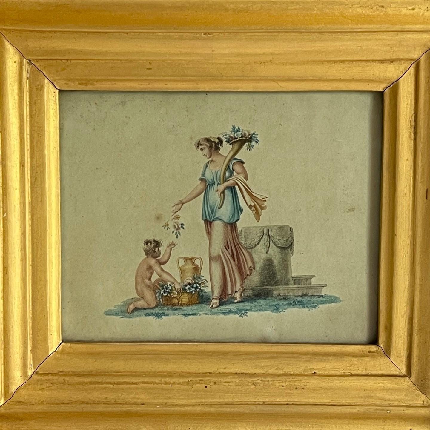 Antique Georgian Classical Engraving Mother And Child English C 1810