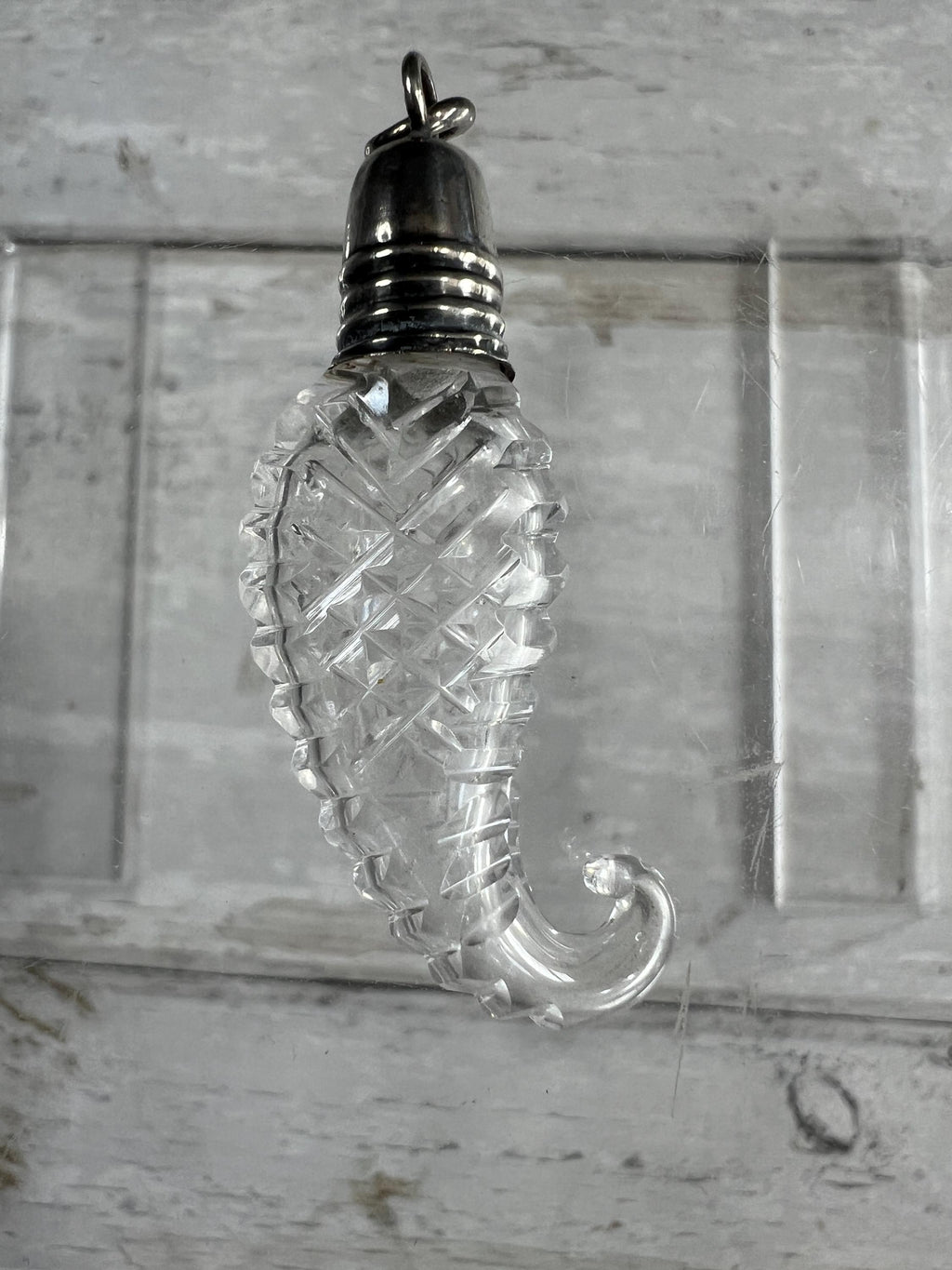 Antique Georgian Miniature Cut Glass Scent Bottle Cornucopia English C 1810 Regency Pendant