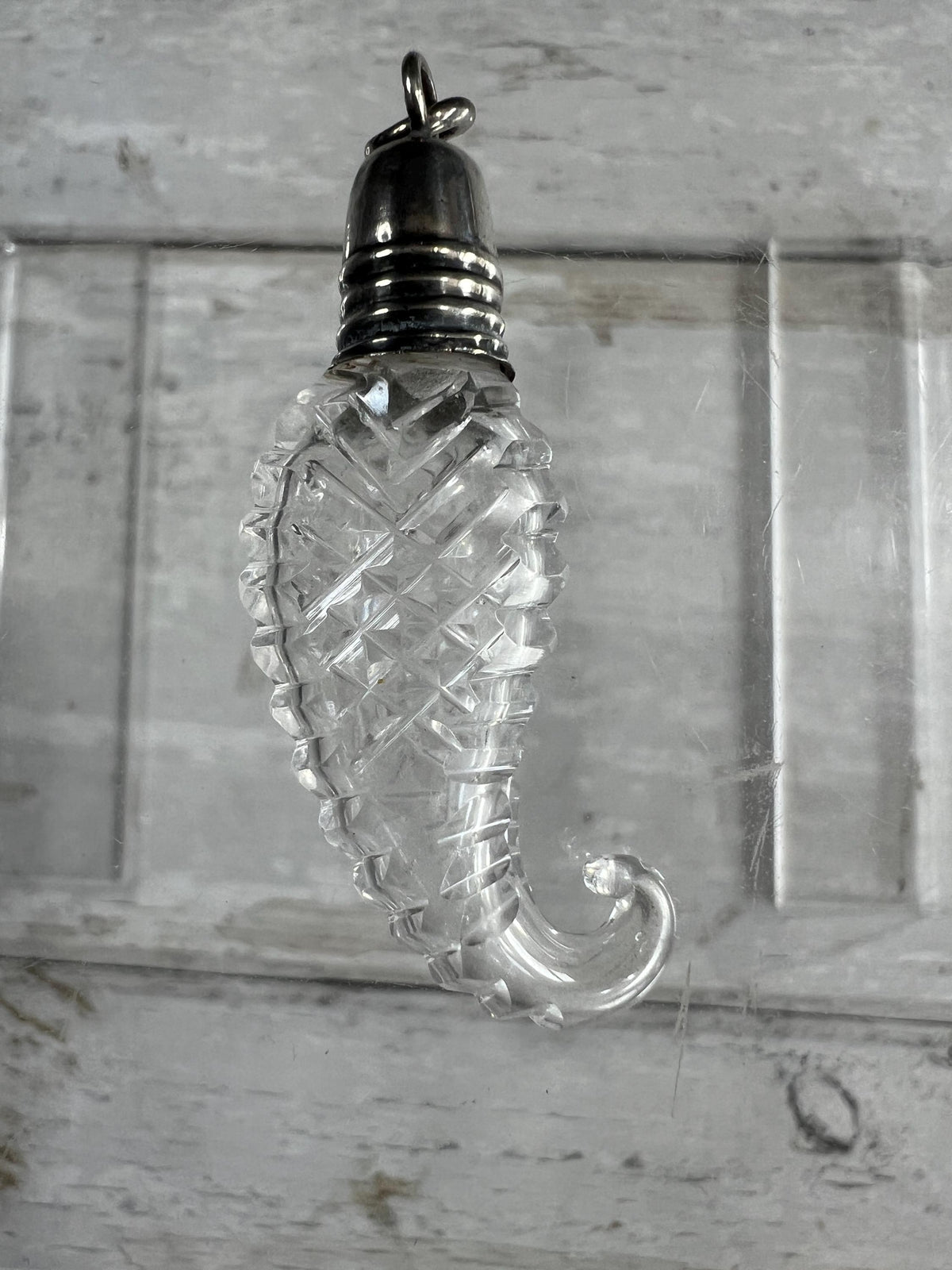 Antique Georgian Miniature Cut Glass Scent Bottle Cornucopia English C 1810 Regency Pendant