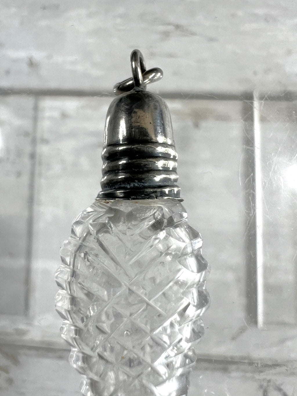 Antique Georgian Miniature Cut Glass Scent Bottle Cornucopia English C 1810 Regency Pendant