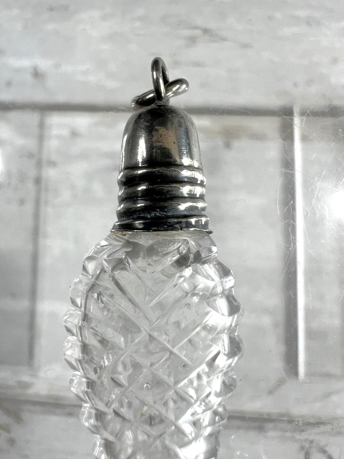 Antique Georgian Miniature Cut Glass Scent Bottle Cornucopia English C 1810 Regency Pendant