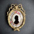 18th Century Enamel Silhouette Portrait, Gilt Ormolu Frame (Dolls House Size)