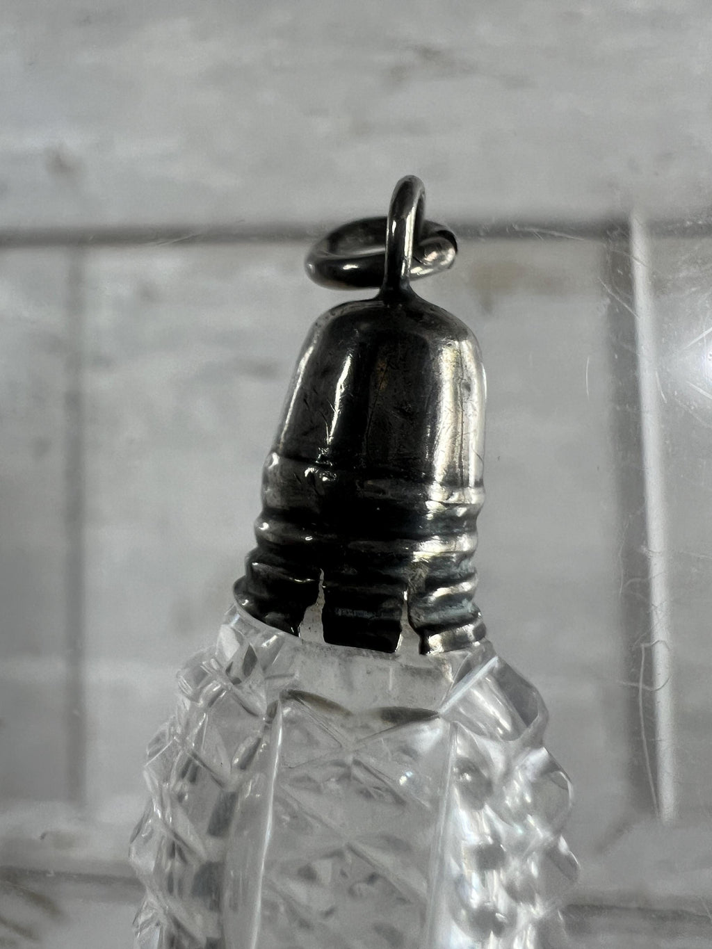 Antique Georgian Miniature Cut Glass Scent Bottle Cornucopia English C 1810 Regency Pendant