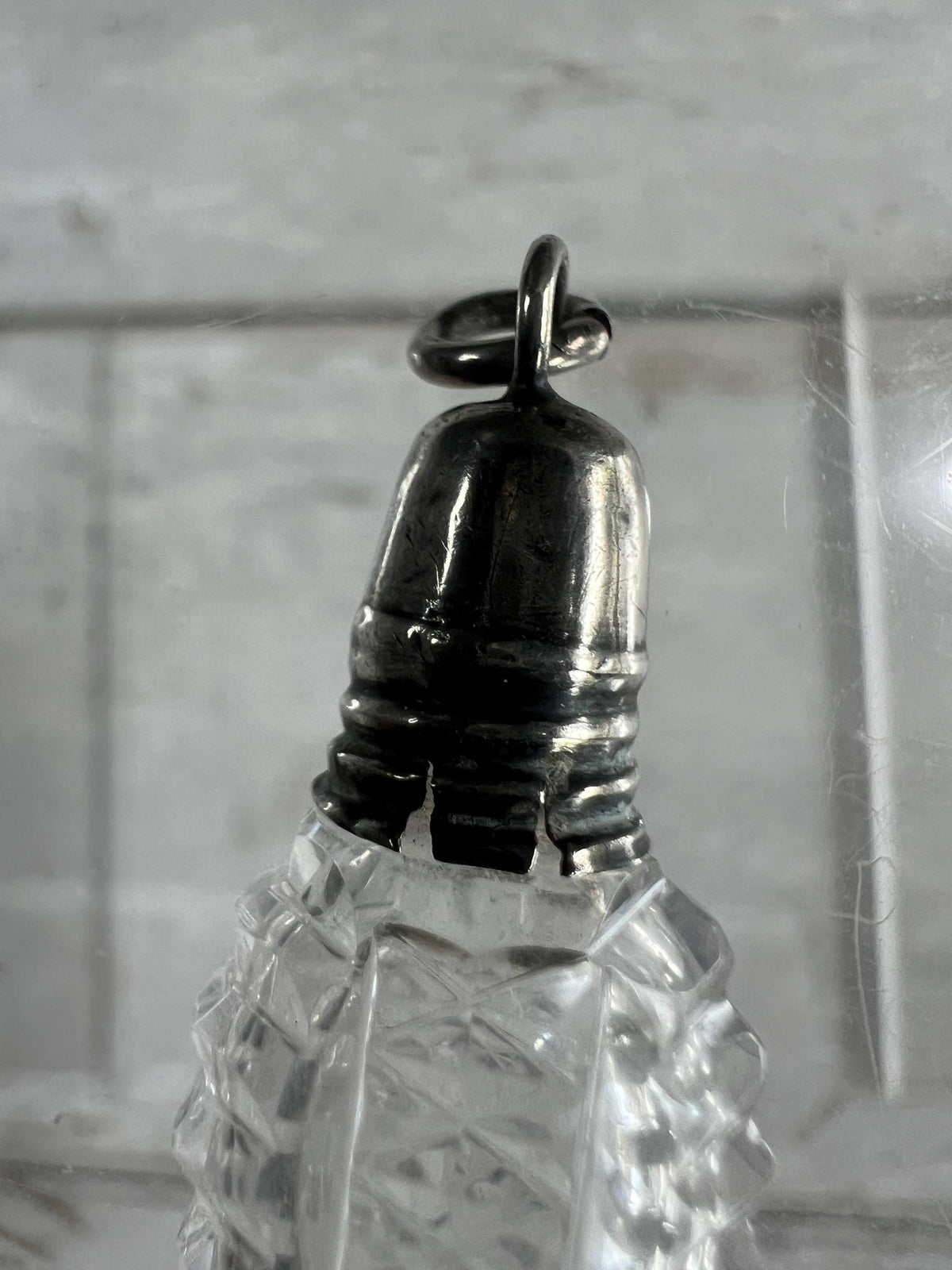 Antique Georgian Miniature Cut Glass Scent Bottle Cornucopia English C 1810 Regency Pendant