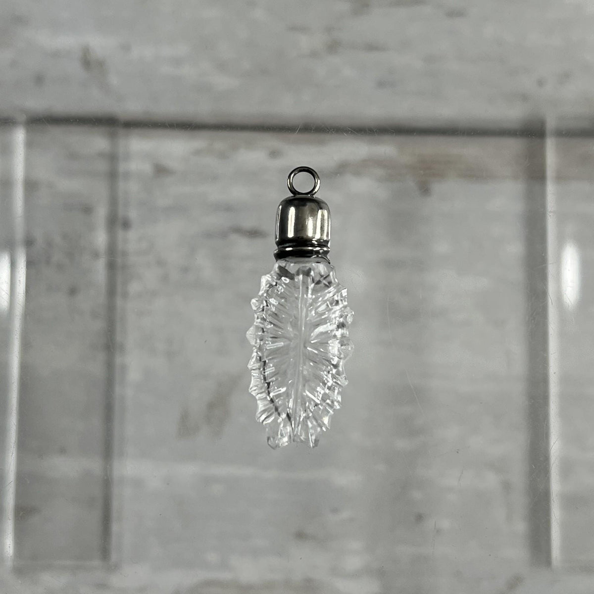 Antique Georgian Cut Glass Scent Bottle Pendant Sterling Silver Top C 1810