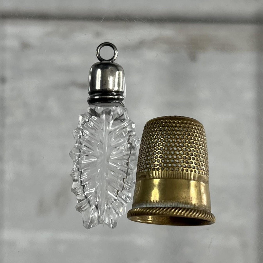 Antique Georgian Cut Glass Scent Bottle Pendant Sterling Silver Top C 1810