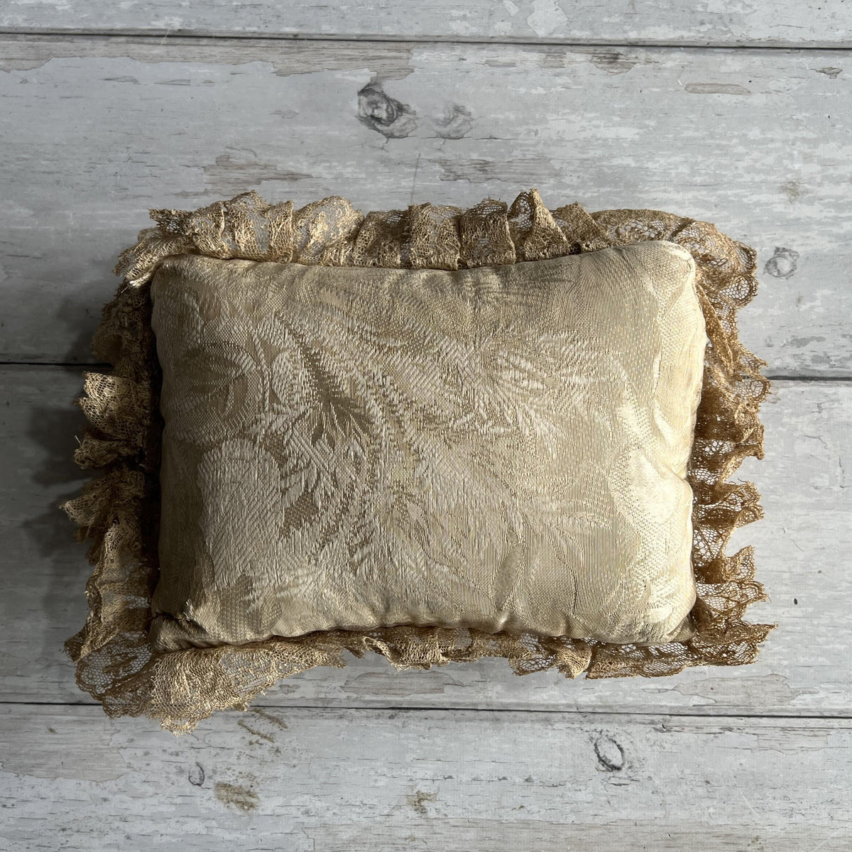 Antique Layette Pincushion Welcome Sweet Babe Silk Pillow English C 1850