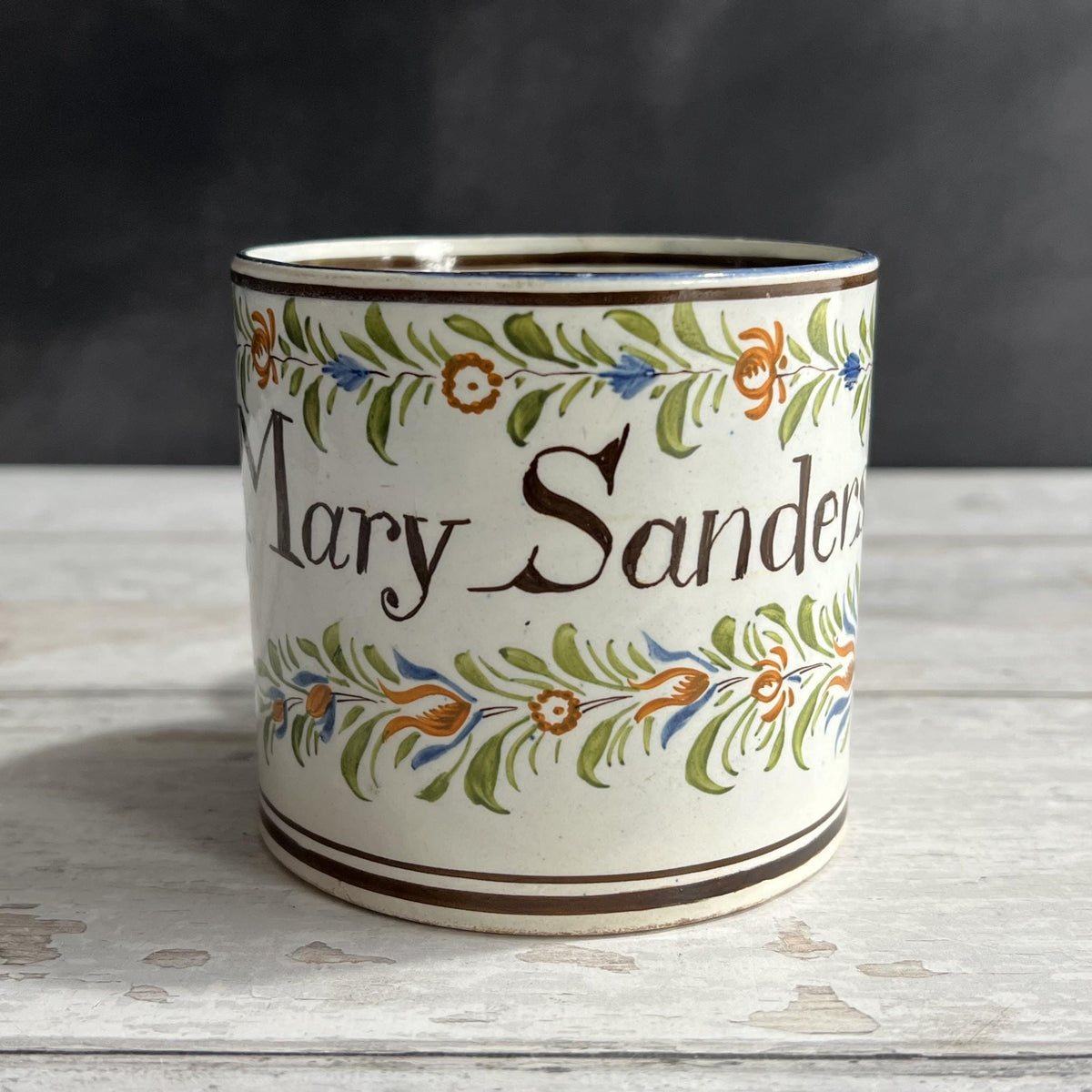 RARE 19th Century MARY Mug English Pearlware Pratt Ware Colours Circa 1810