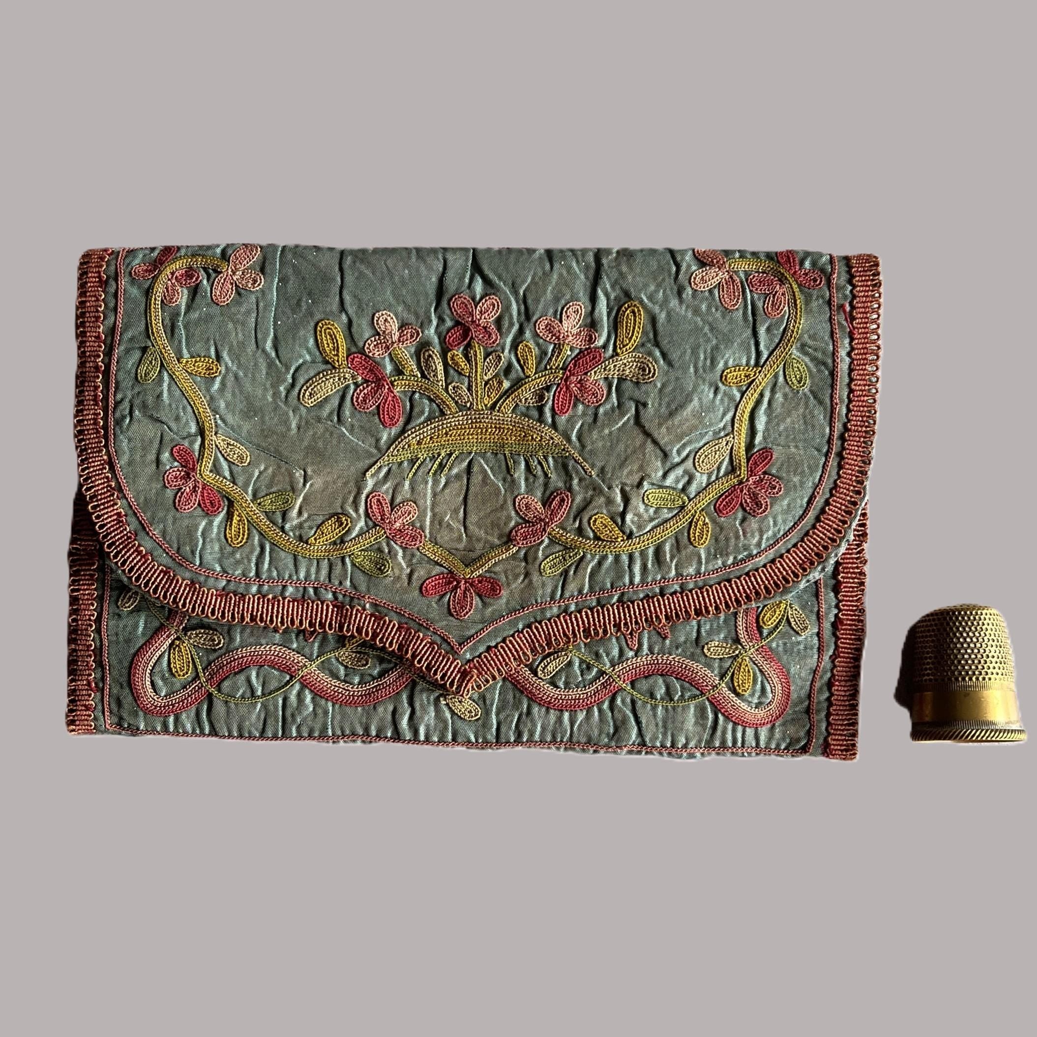 18th Century Silk Pocketbook Purse French Circa 1790