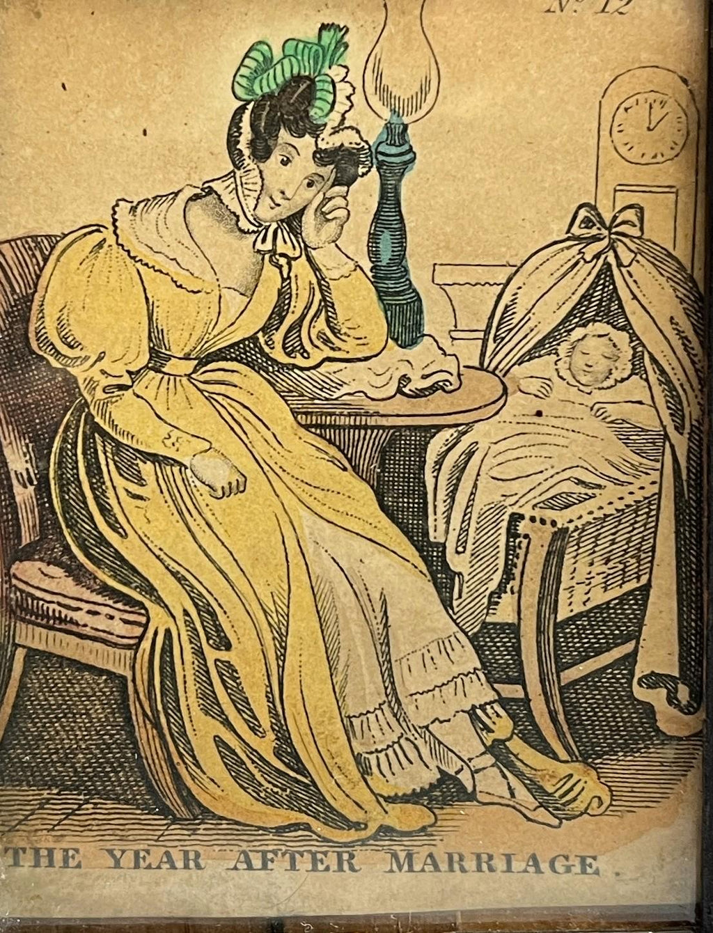 19th Century Miniature Cottage Print The Year After Marriage Newlywed C 1830