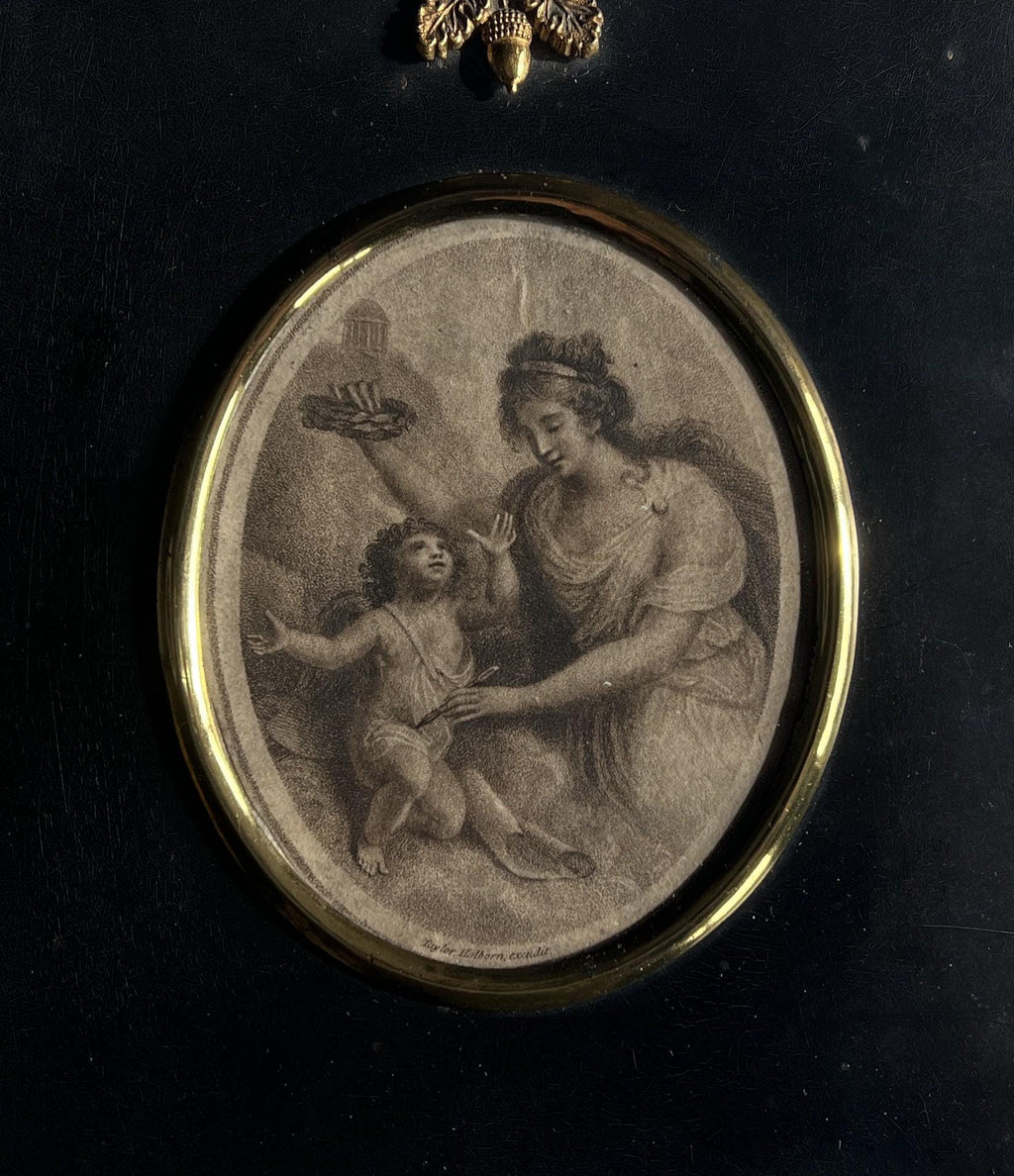 18th Century Charles Taylor Stipple Engraving Portrait Miniature Mother & Child C 1790