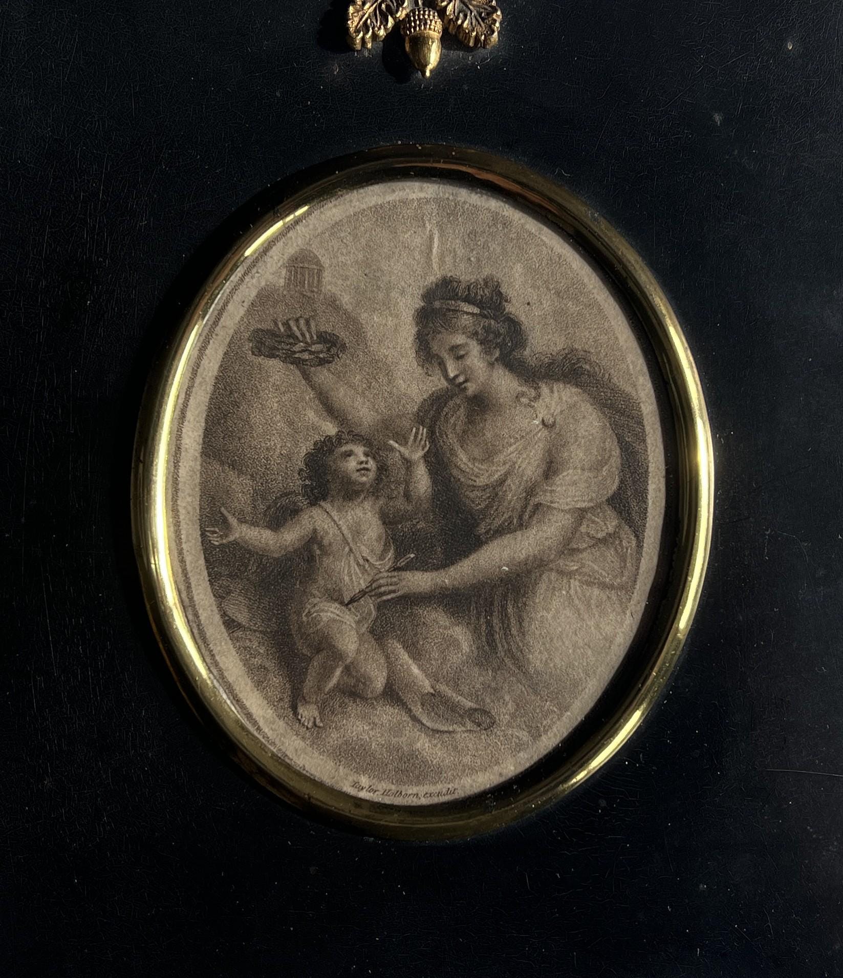 18th Century Charles Taylor Stipple Engraving Portrait Miniature Mother & Child C 1790