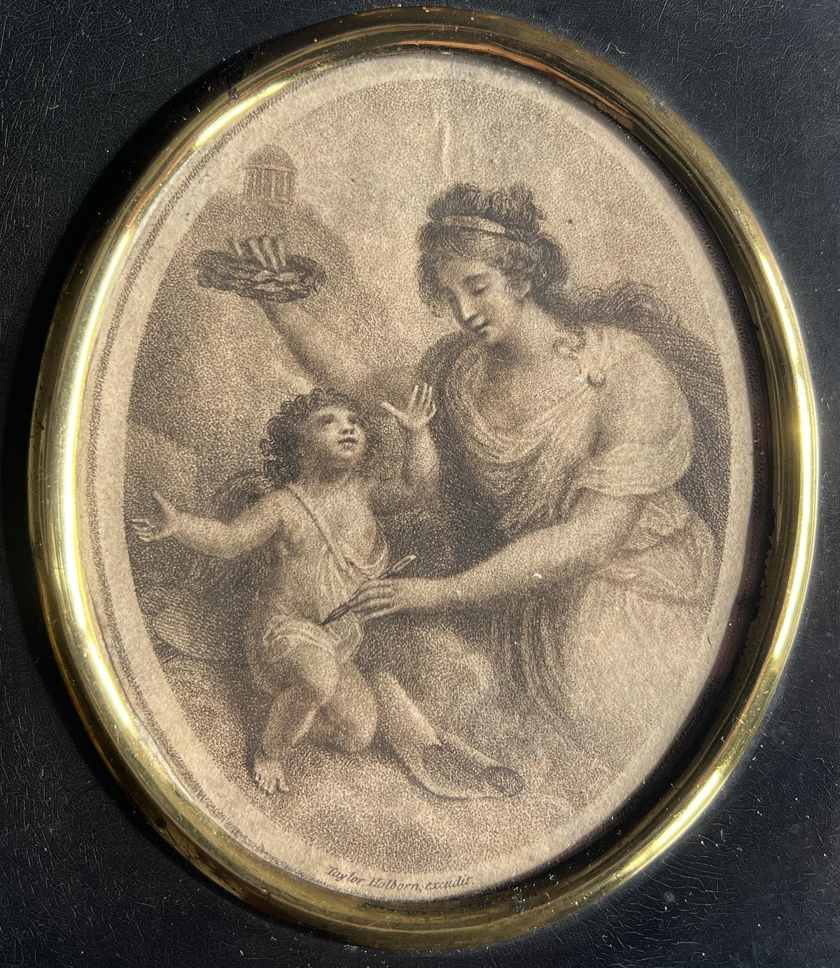 18th Century Charles Taylor Stipple Engraving Portrait Miniature Mother & Child C 1790