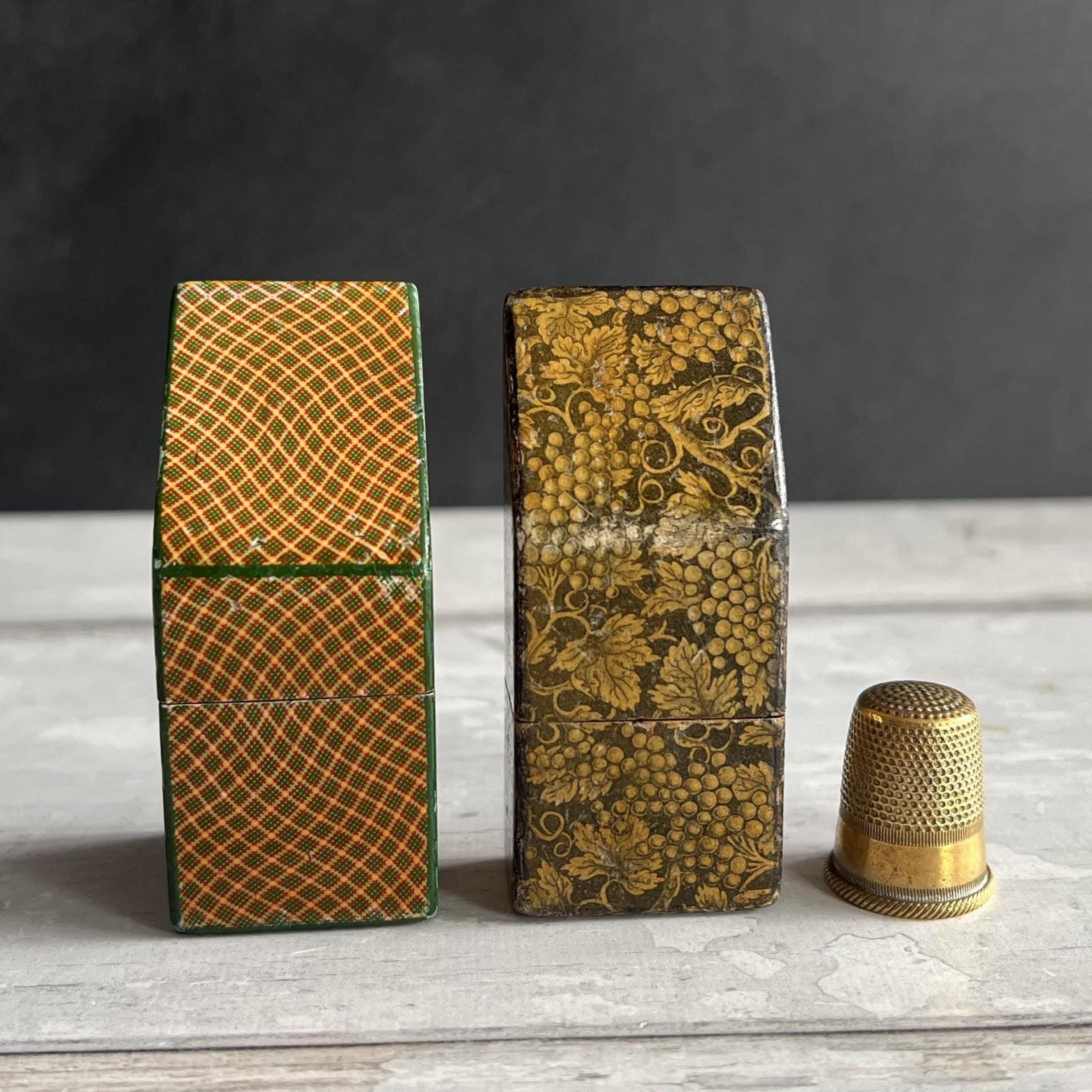Antique Needles Case Pair Mauchline Ware Needle Packets Boxes C 1860