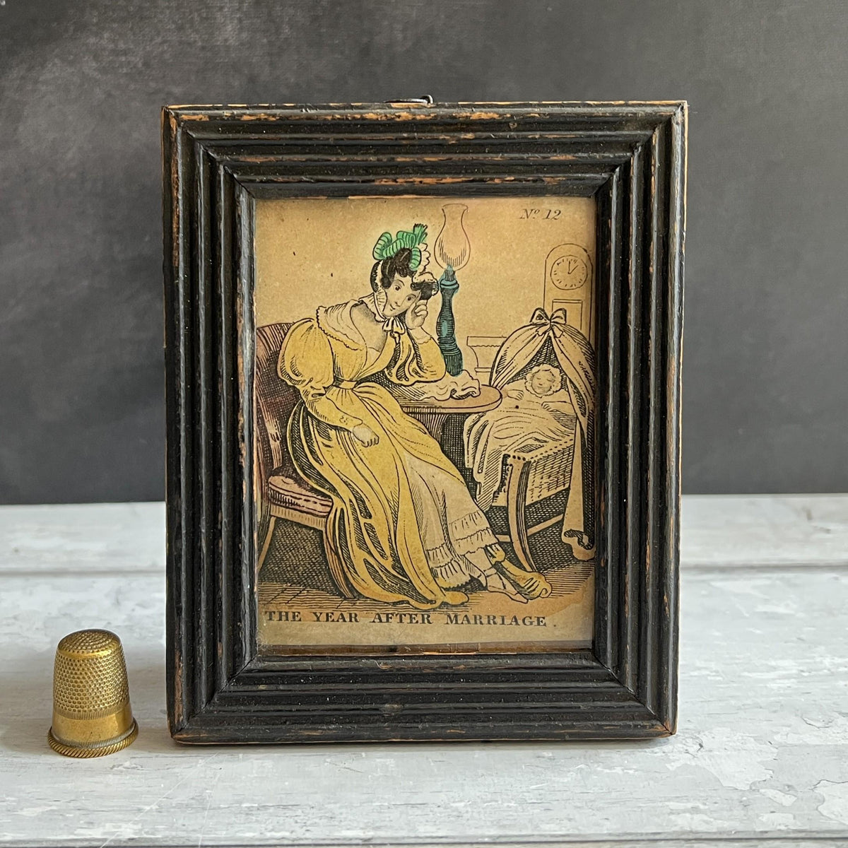 19th Century Miniature Cottage Print The Year After Marriage Newlywed C 1830