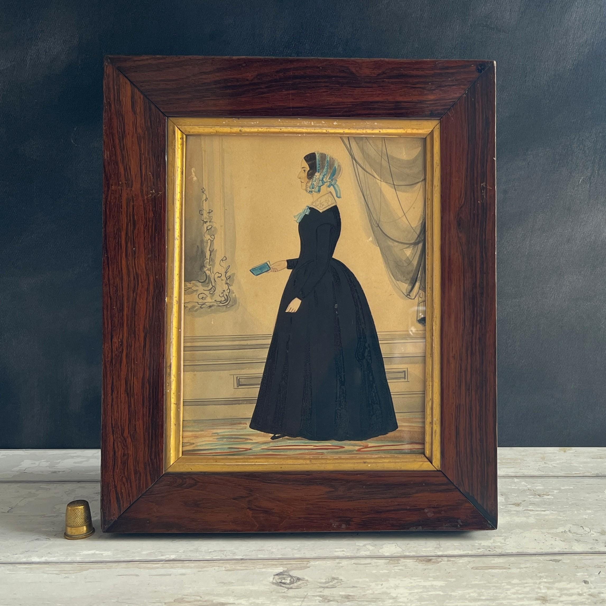 Antique Folk Art Naïve Portrait Lady Messrs R and W Kerry C 1840