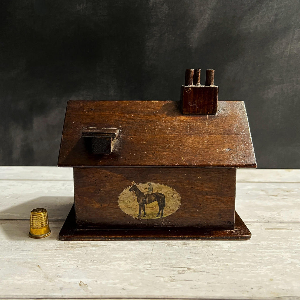 19th Century Childs House Money Box Horse Racing Equine Money Bank C 1890