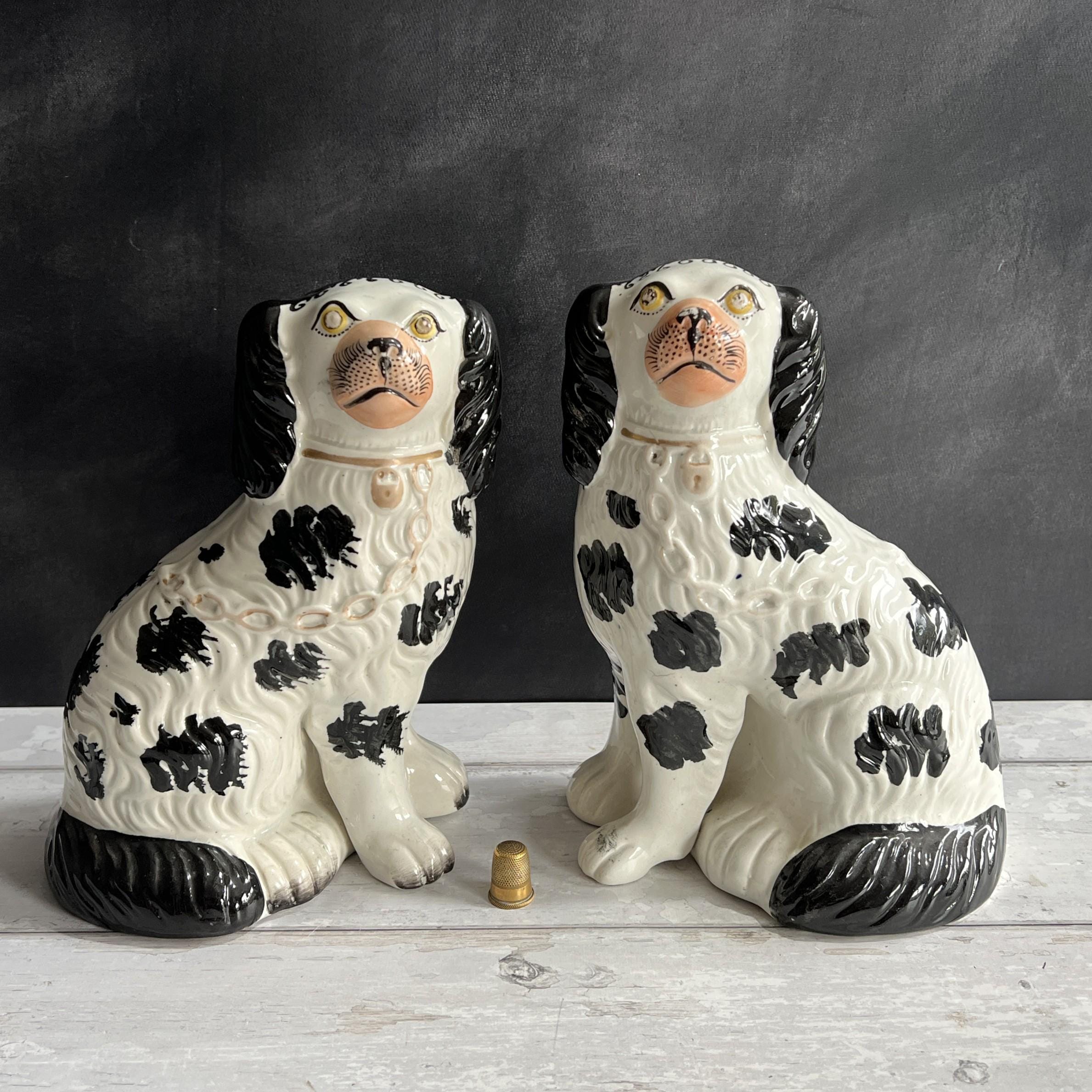Antique Pair Of Staffordshire Disraeli Dog Figures Victorian C 1860