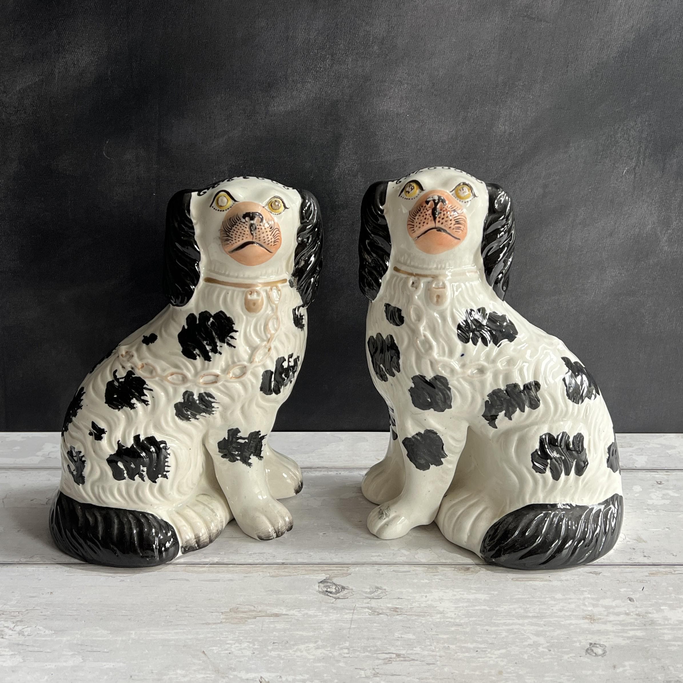 Antique Pair Of Staffordshire Disraeli Dog Figures Victorian C 1860