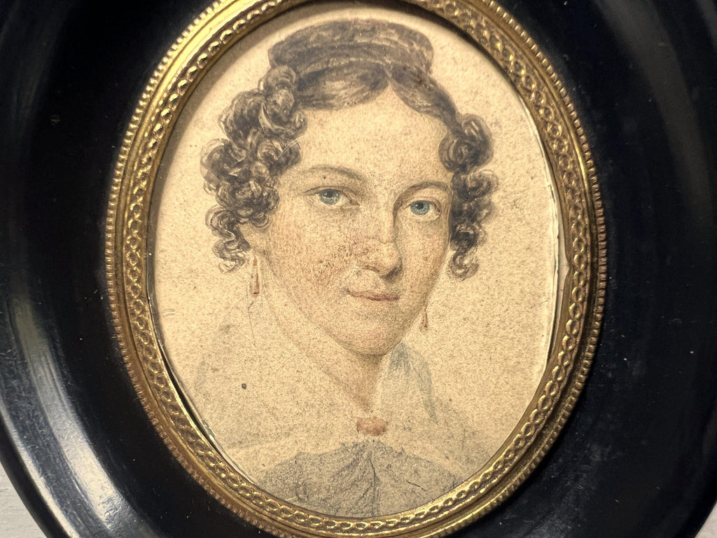 Antique Regency Portrait Lady Miniature English C 1820