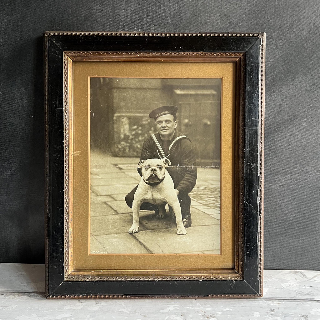 Vintage WW2 Photograph Bulldog Mascot and Sailor HMS Aurora C 1939