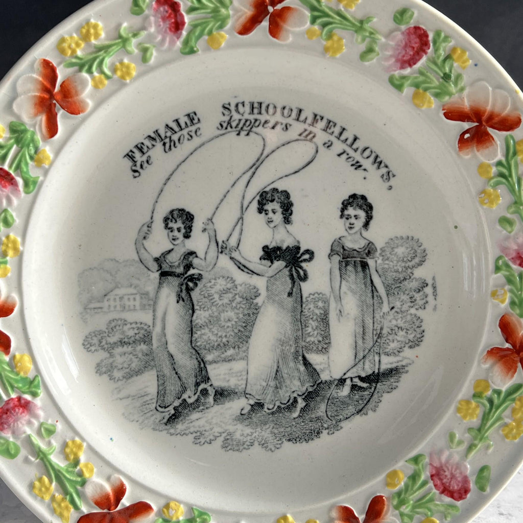 RARE Antique Childrens Plate Female Schoolfellows With Provenance C 1820 Female Education