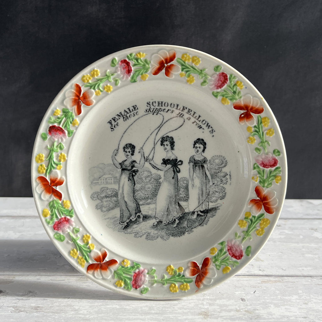 RARE Antique Childrens Plate Female Schoolfellows With Provenance C 1820 Female Education