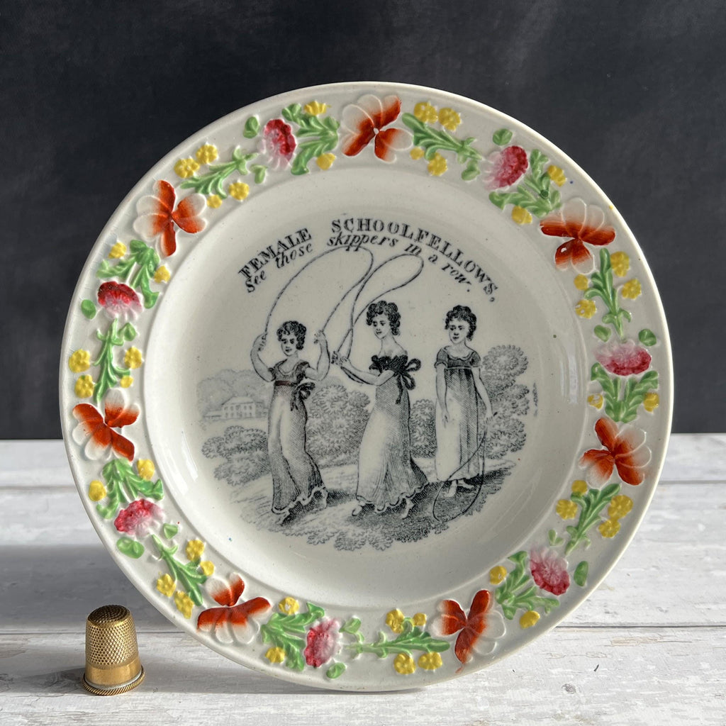 RARE Antique Childrens Plate Female Schoolfellows With Provenance C 1820 Female Education
