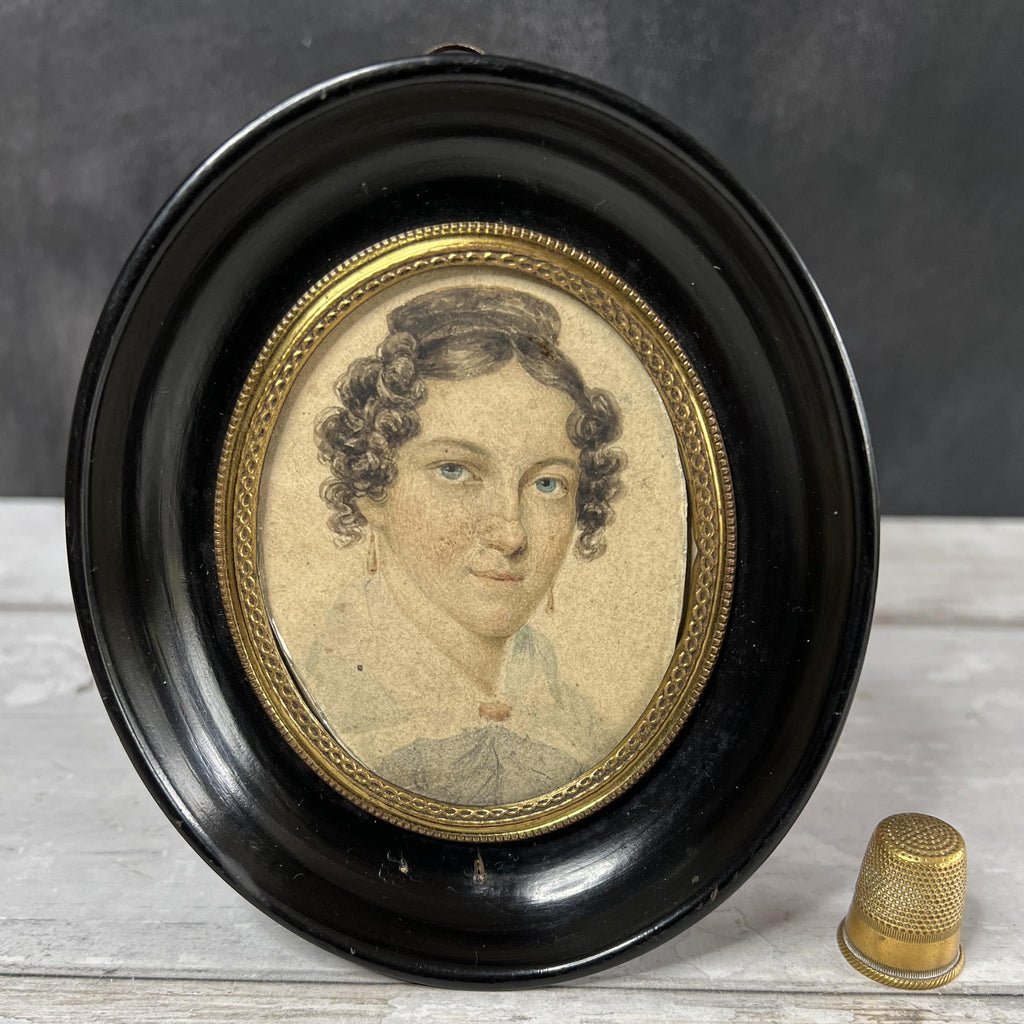Antique Regency Portrait Lady Miniature English C 1820