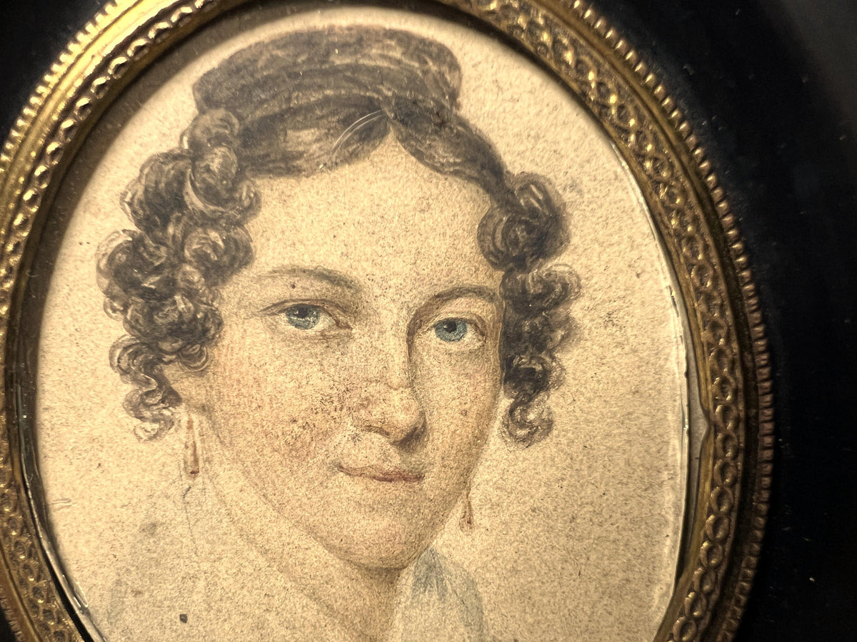 Antique Regency Portrait Lady Miniature English C 1820