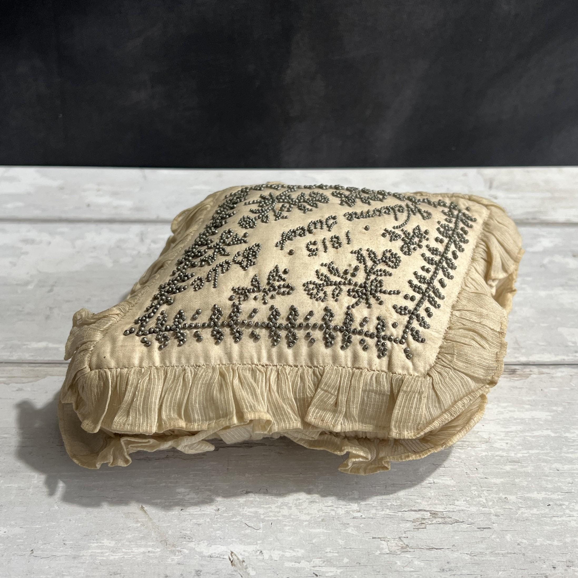 19th Century Georgian Layette Pincushion Welcome Sweet Babe 1815