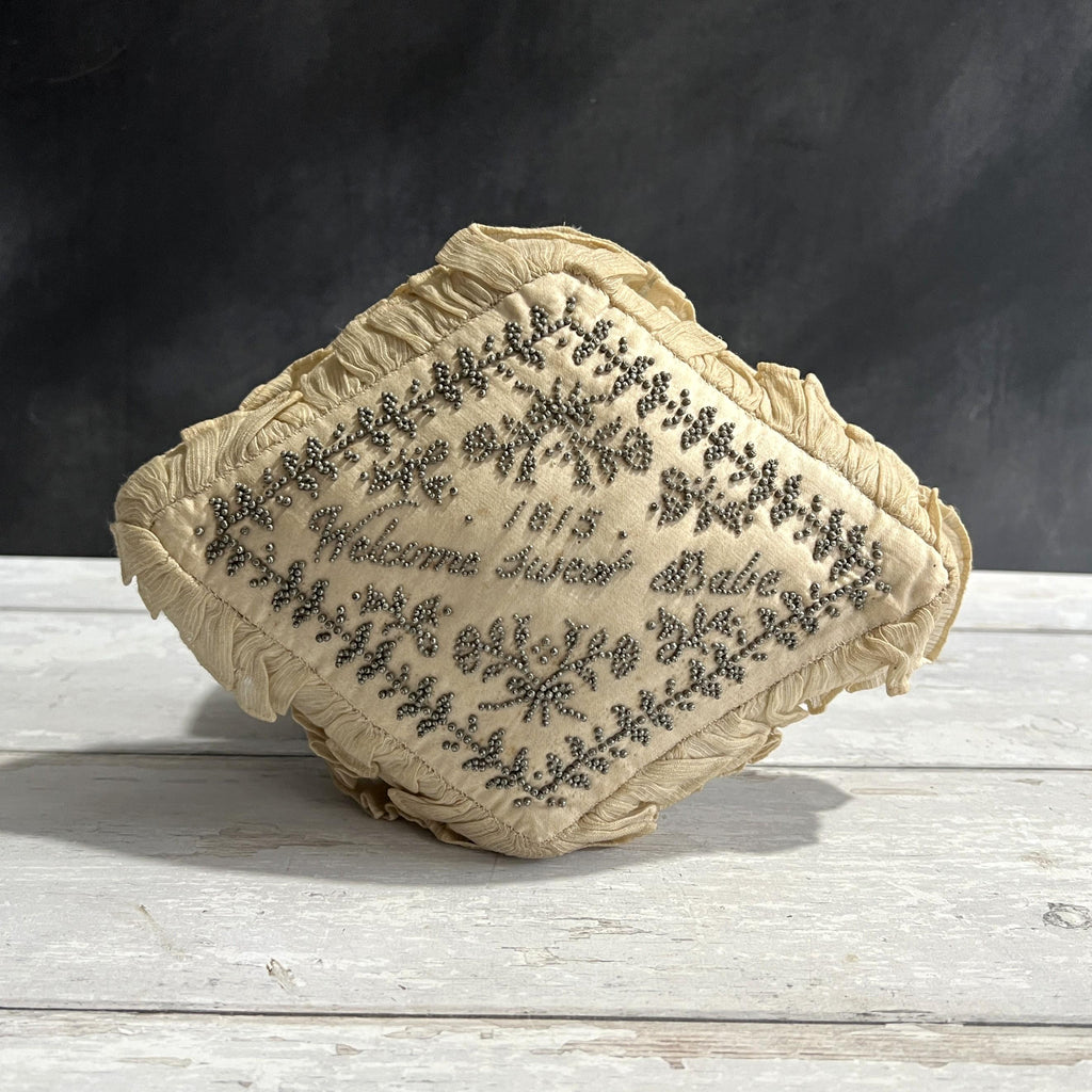19th Century Georgian Layette Pincushion Welcome Sweet Babe 1815