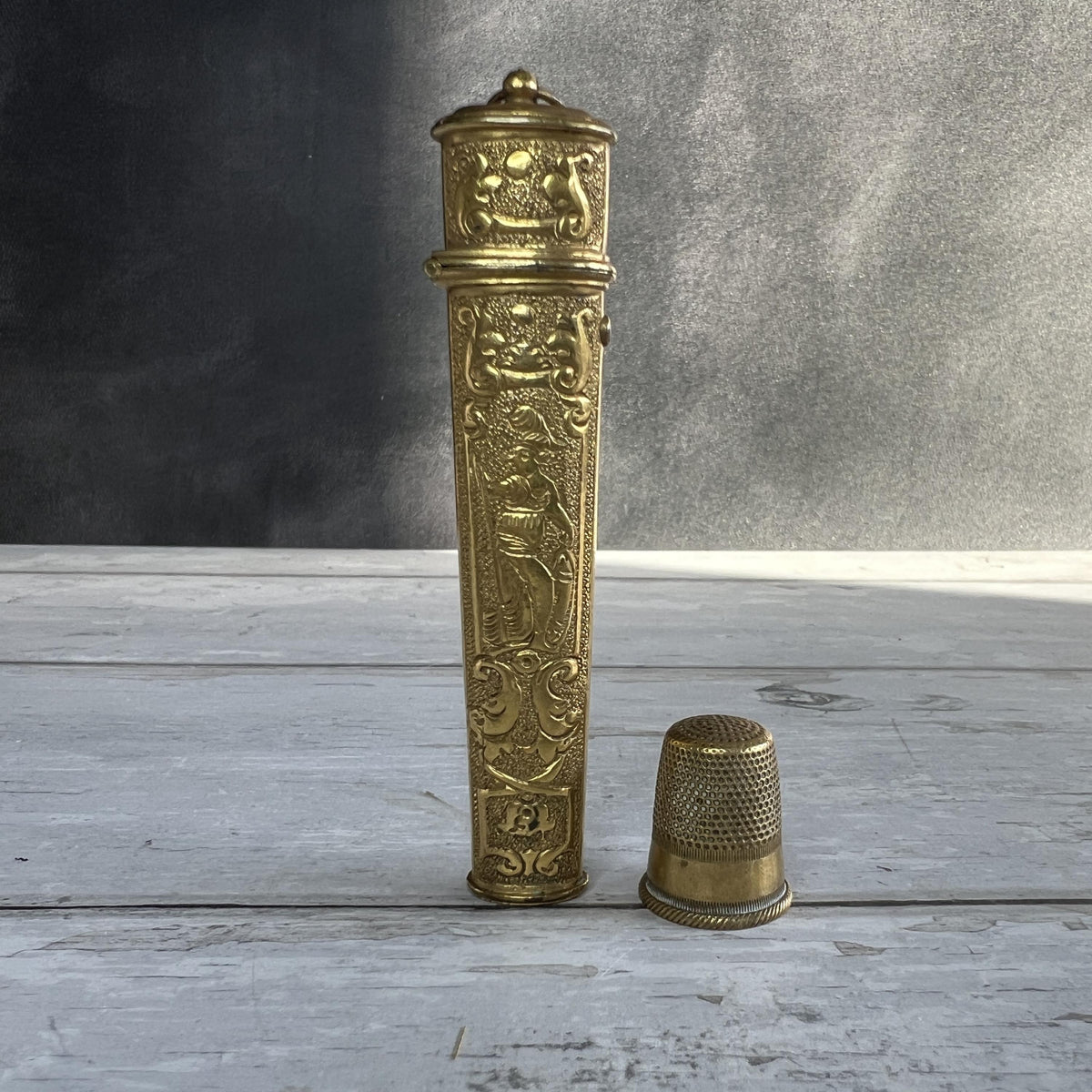 18th Century Bodkin Case Gilt Metal Etui of Britannia C 1740