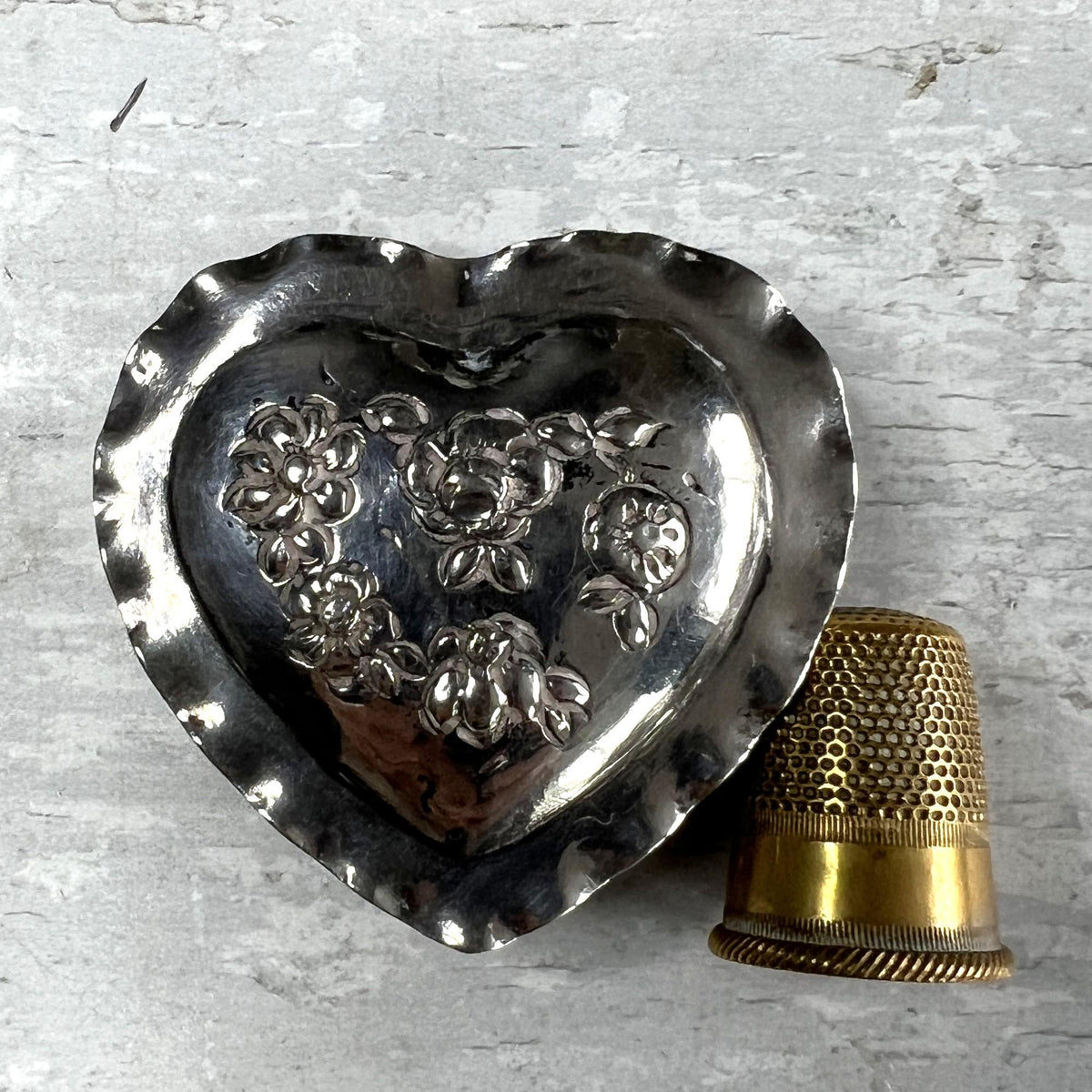 Antique Christmas 1904 800 Sterling Silver Love Heart Box Tiny Romantic