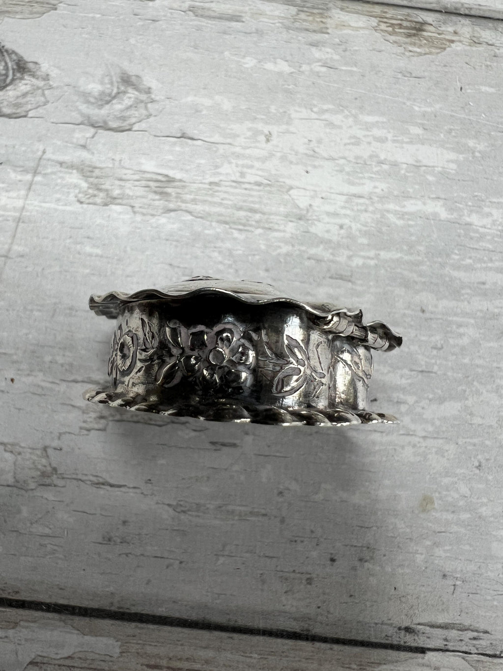 Antique Christmas 1904 800 Sterling Silver Love Heart Box Tiny Romantic
