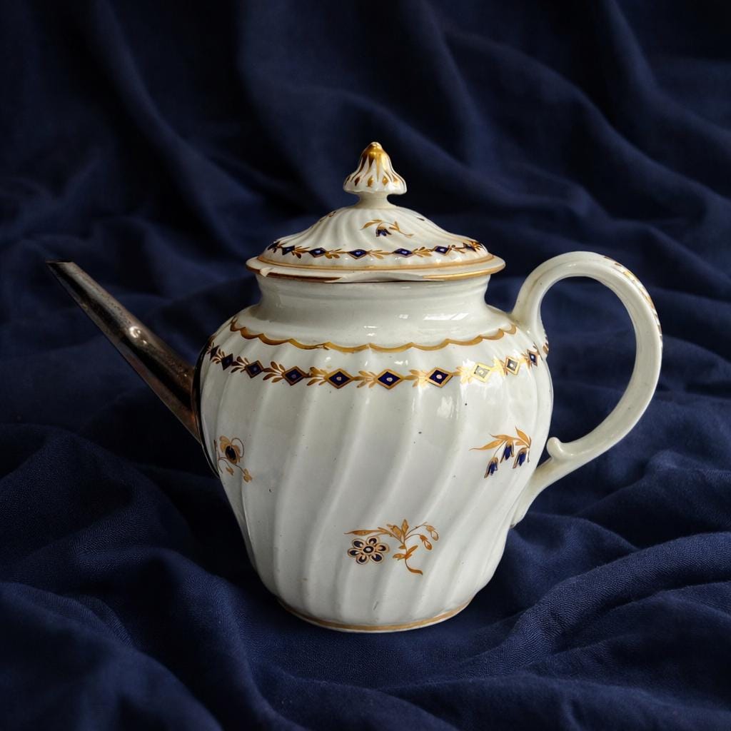 1785 Worcester Porcelain Teapot Flight Period Mark Make Do Spout