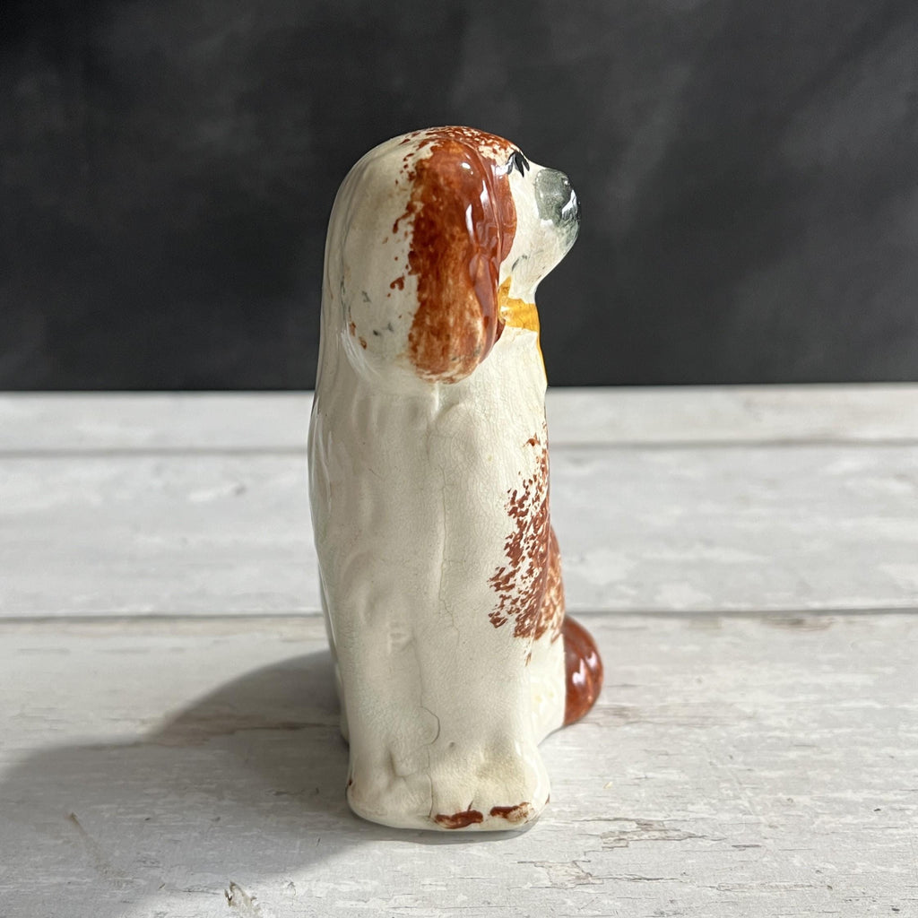 19th Century Staffordshire Dog Figure SMALL Dog Red Spatter Ware Spongeware C 1870