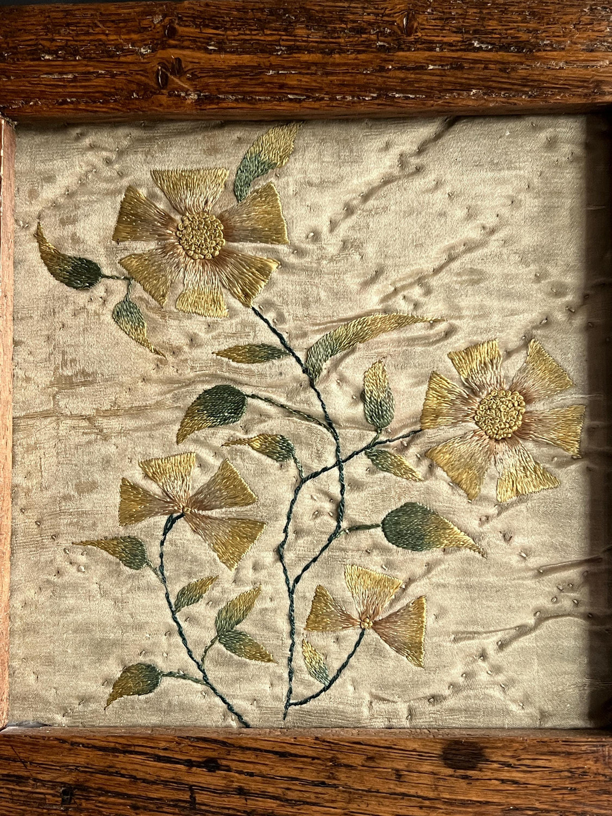 18th Century Silk Embroidery Panel Silk Quilted Ground C 1740