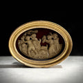 18th Century Oval Plaster Relief On Silk Naughty Children Playing The Devil C 1795 RARE AF