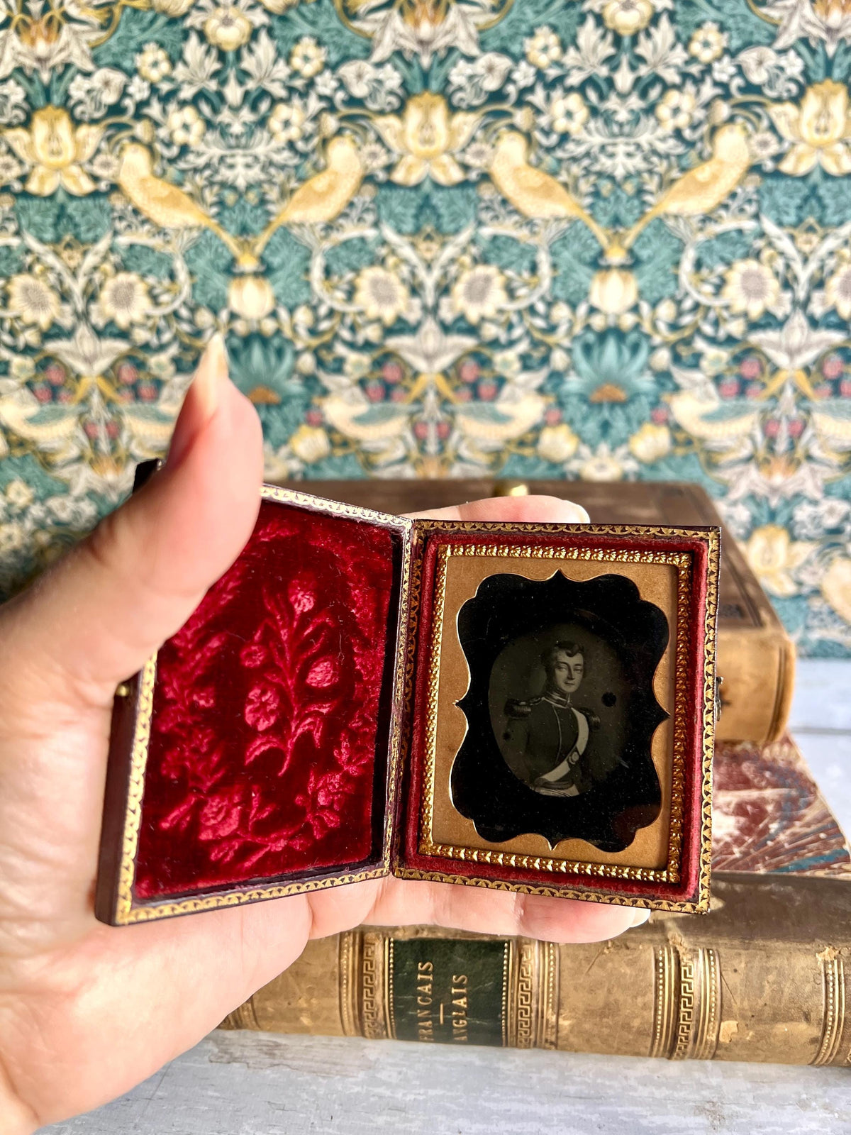 RARE 19th Century Ambrotype Photograph of A Regency Portrait Miniature Gentleman Officer