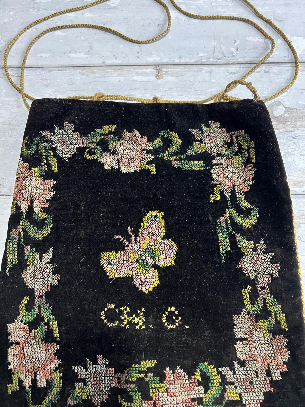 Antique English Reticule Sampler Workbag Dated 1842